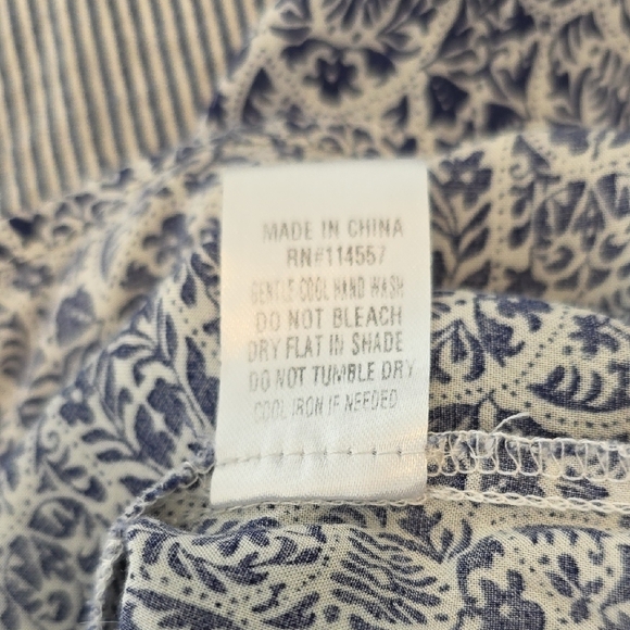 THML Top Alayah Floral Striped Ric-Rac Puff Sleeve Blue White Womens Size Small - Picture 10 of 11